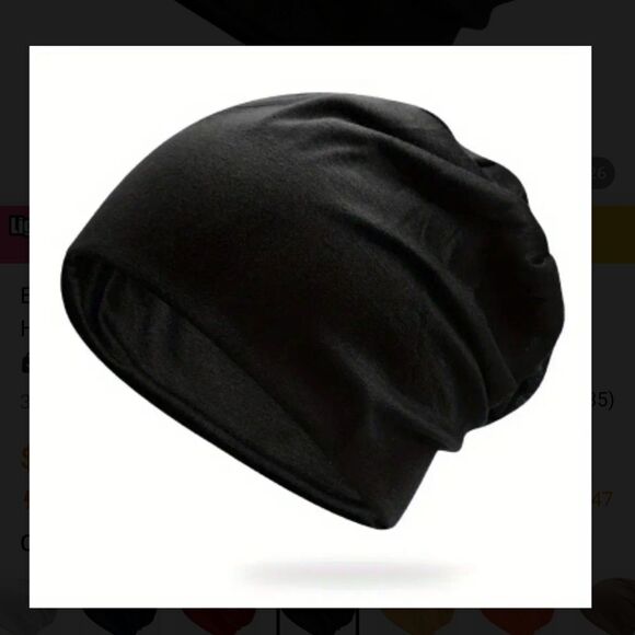 Solid black soft slouchy beanie hat - Picture 1 of 2